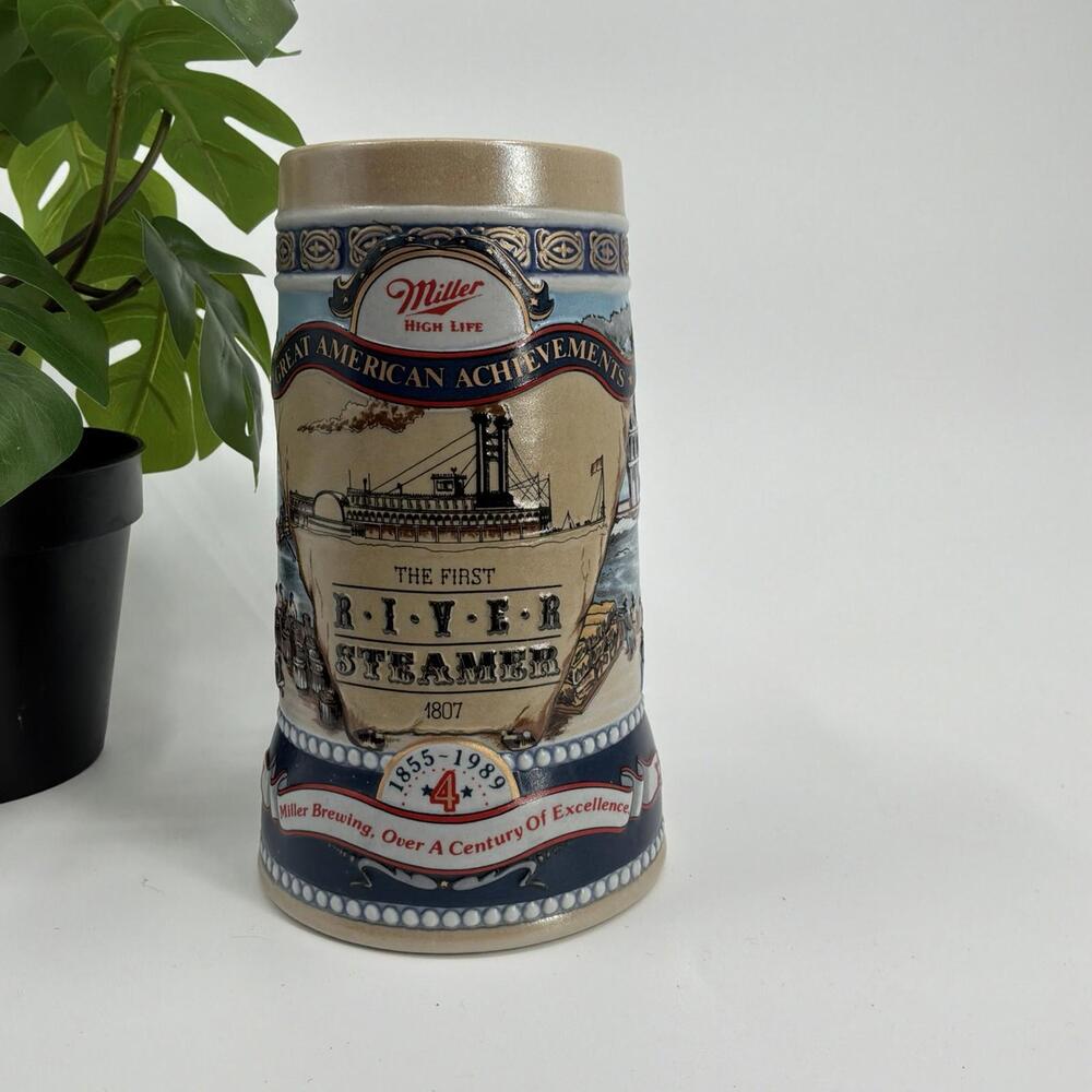 Miller High Life GREAT AMERICAN BEER STEIN  4TH Steam Ship SERIES 1989 Vintage